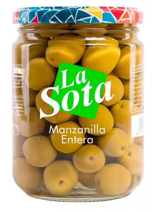 Aceituna Manzanilla C/Hueso 200/220 Tarro 450Ml LA SOTA
